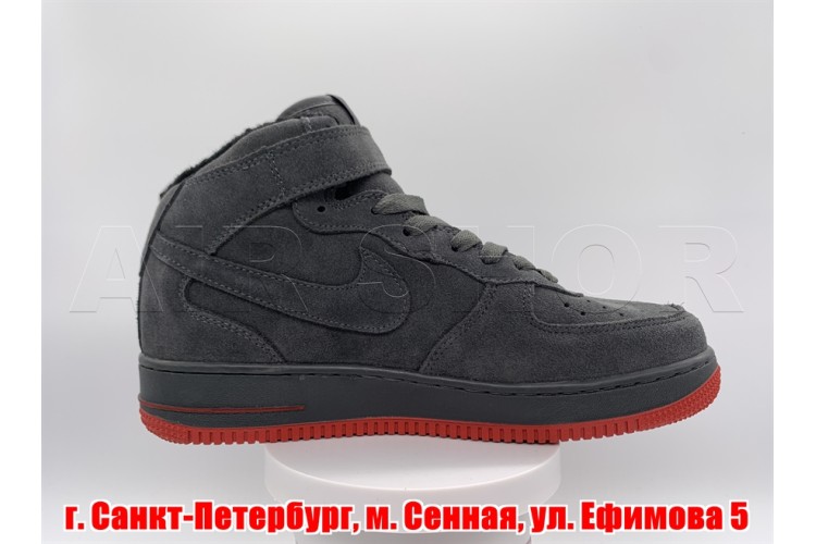 Nike Air Force 1 High 07 Grey Red. Winter