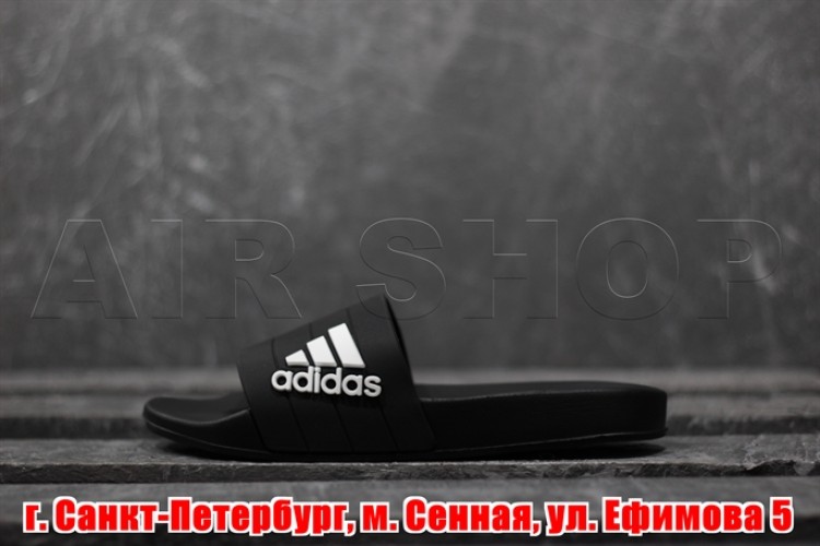 Adidas Sandals Line black/ white swoosh